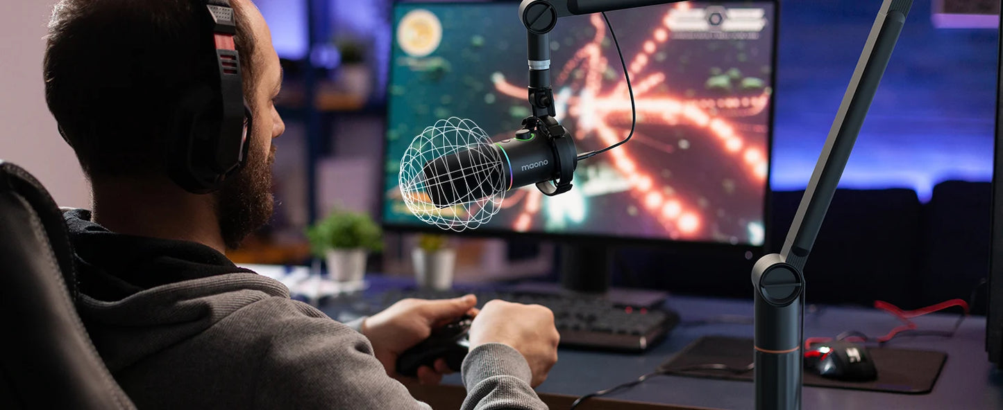MAONO PD200X – Microphone dynamique XLR/USB avec bouton de gain et Tap-to-Mute pour gaming et streaming