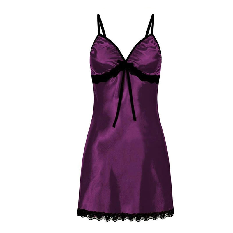 Robe de Nuit Soie Satin Femme Sans Manches — Sexy Confortable Grande Taille