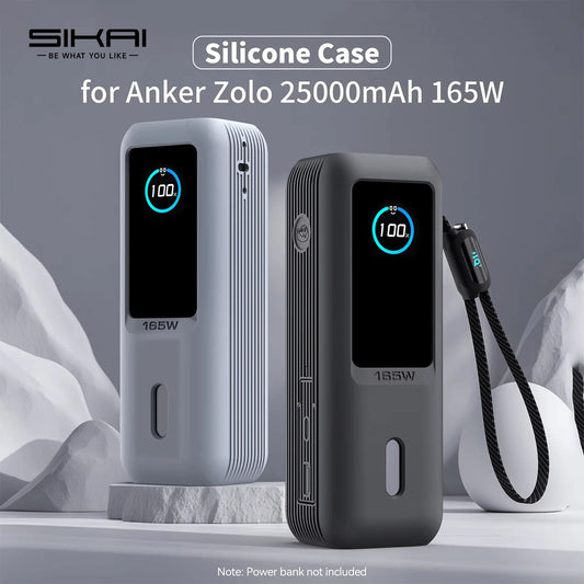 Étui en silicone pour Anker Zolo, 25000mAh, 165W, batterie externe, chargeur portable, étui de protection, étui de transport de voyage, TF, sac de rangement