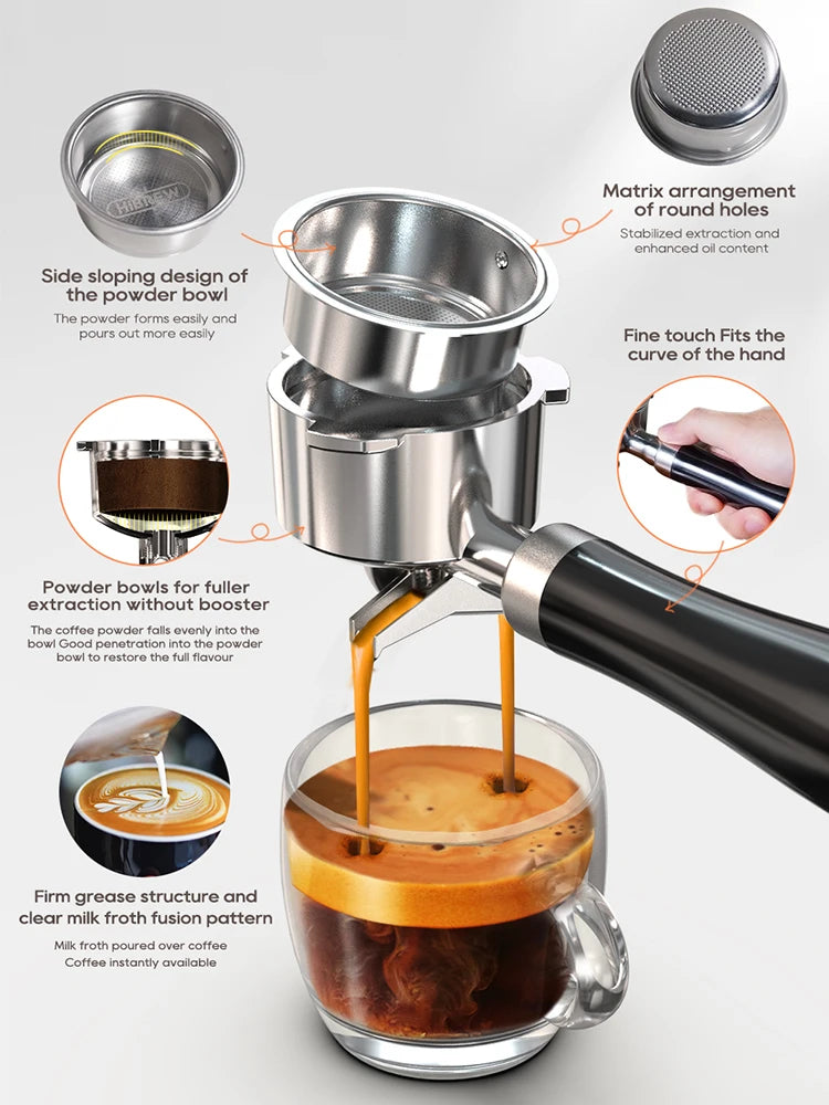 Machine à café expresso semi-automatique — température réglable, chaud et froid, cappuccino, 20 bars