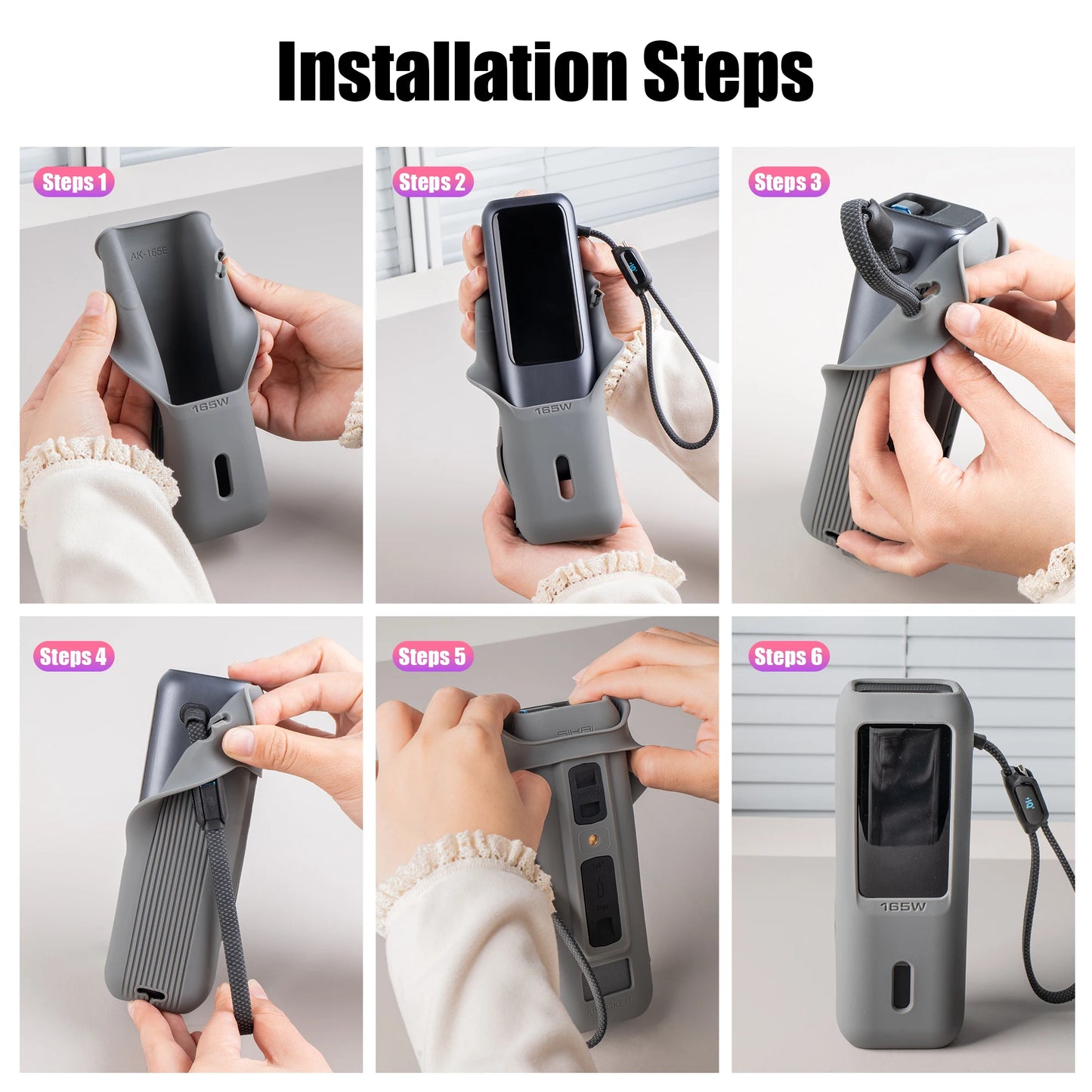 Étui de chargeur portable en silicone SIKAI pour Anker zolo 2in1165W PowerBank, housse antichoc