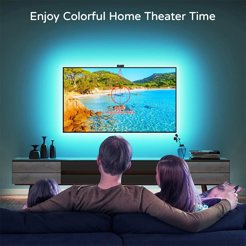 Tira de luces LED RGBIC para TV con cámara, control por aplicación, sincronización de música, luces inteligentes para sala de juegos, iluminación ambiental de 55 a 75 pulgadas