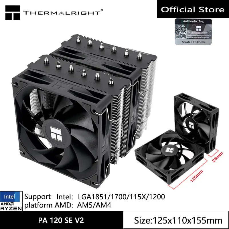 Thermalright Peerless Assassin 120 SE V2 radiateur de refroidissement par air pour boîtier d'ordinateur, prise en charge LGA1851/1700/AM5/AM4 avec ventilateur 120x120x28mm