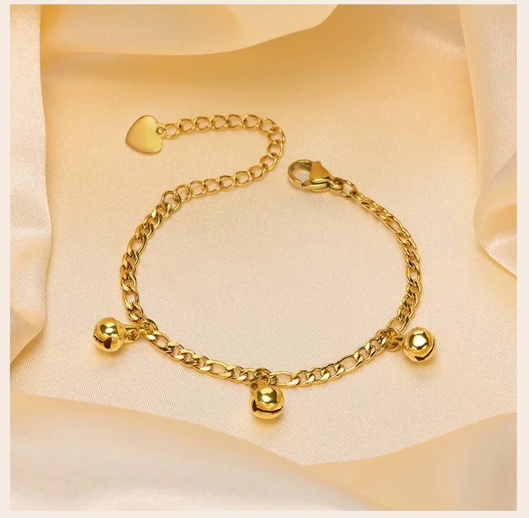 Bracelets de cheville à cloche réglables pour petit garçon et fille, chaîne de sécurité en acier inoxydable, bijoux de pied, hypoallergénique sans Nickel