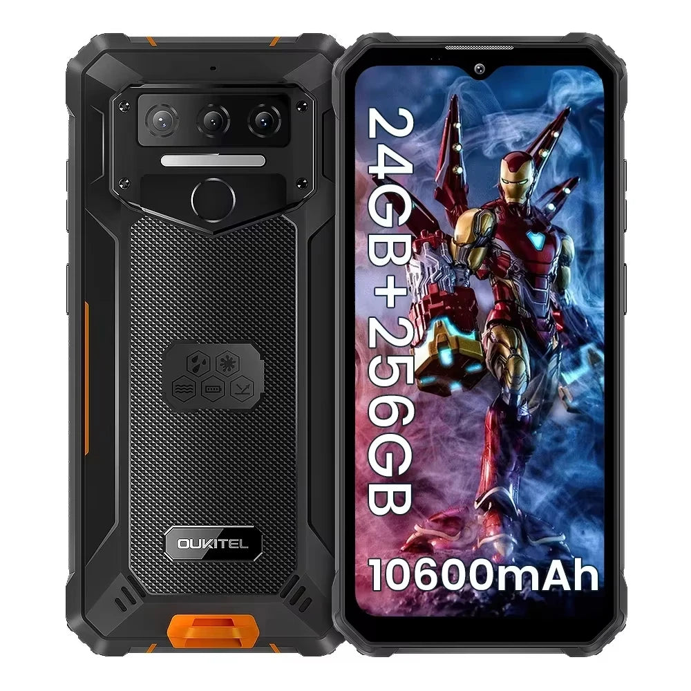Téléphone robuste 6,52 pouces — octocœur, 8 Go RAM, 256 Go, 10 600 mAh, caméra 13 MP, Android 14, NFC