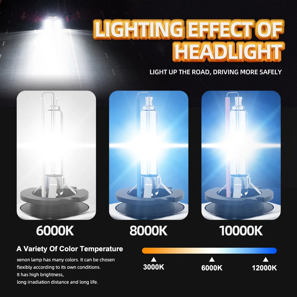 CROSSFOX Car 2Pcs D1S D2S D3S D4S 4300K 5000K 6000K 8000K 10000K 12000K Hi/Lo BI HID Xenon Headlight Bulb Automotive Headlamp Bulbs