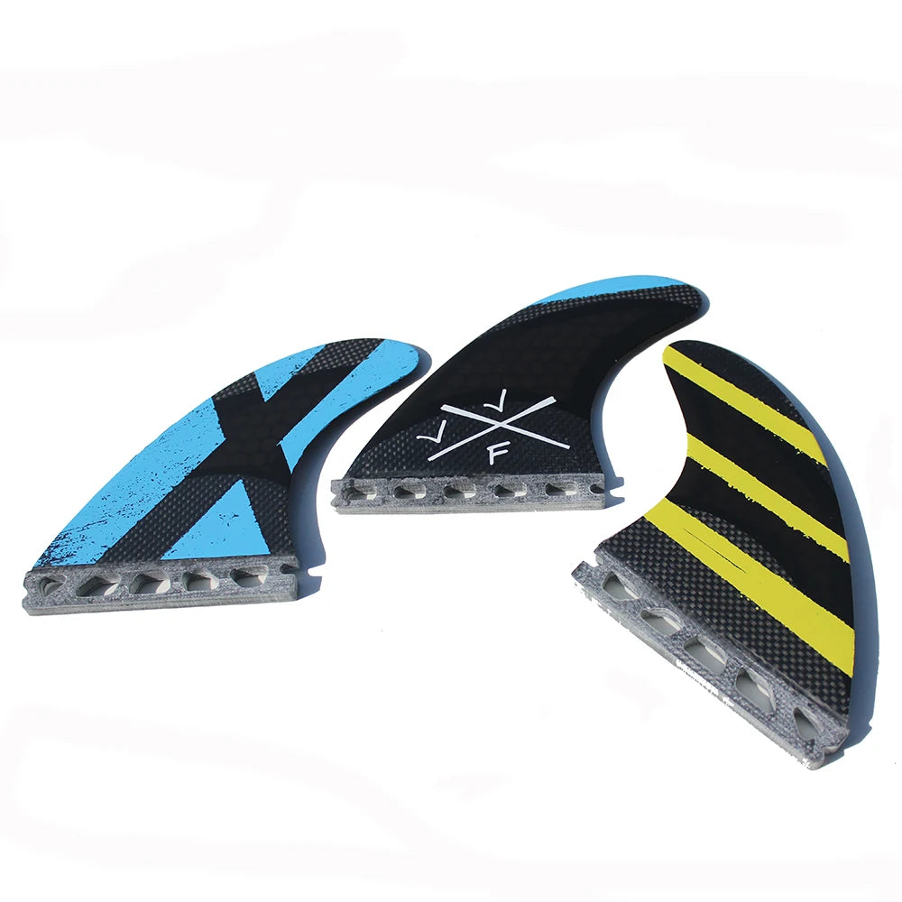 Aletas de propulsor de surf de carbono tipo nido de abeja y aletas de tabla de surf de fibra de vidrio en Surf AM2 DHD Techflex SuperE Rasta FINS Jordy
