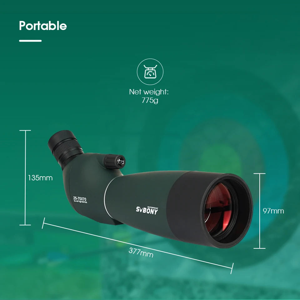 Svbony SV28 Spotting Scope 50/60/70/80mm Bak4 Porro Prism Waterproof Monocular Powerful Spotting Scope Phone Adapter Tripod for Bird Watching