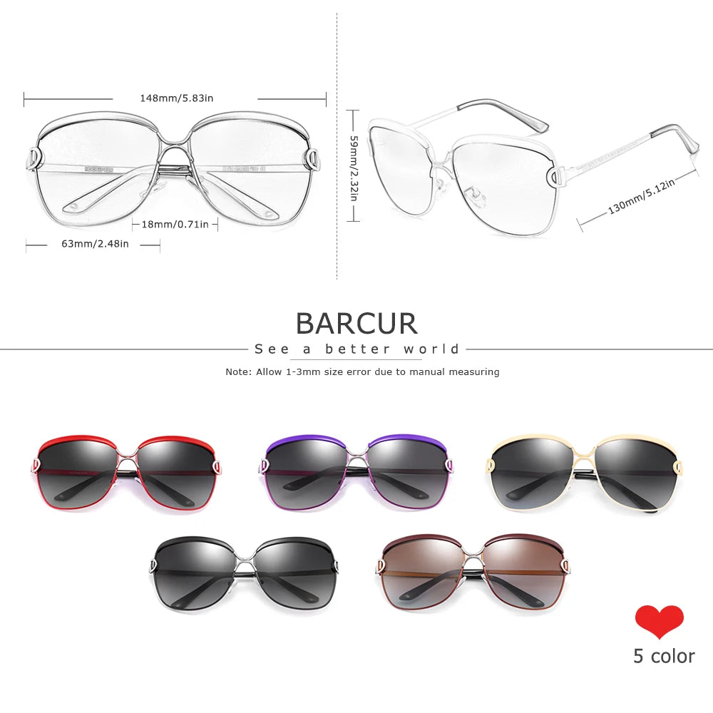 Lunettes de soleil polarisées femme — dégradé, lentille ronde, carré, luxe