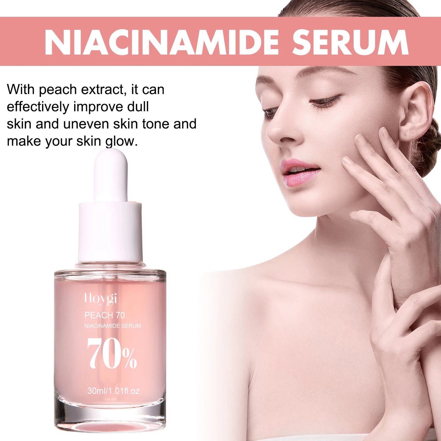 Hoygi Niacinamide firming facial serum fades fine lines shrinks pores removes dark spots smoothing glowing face serum