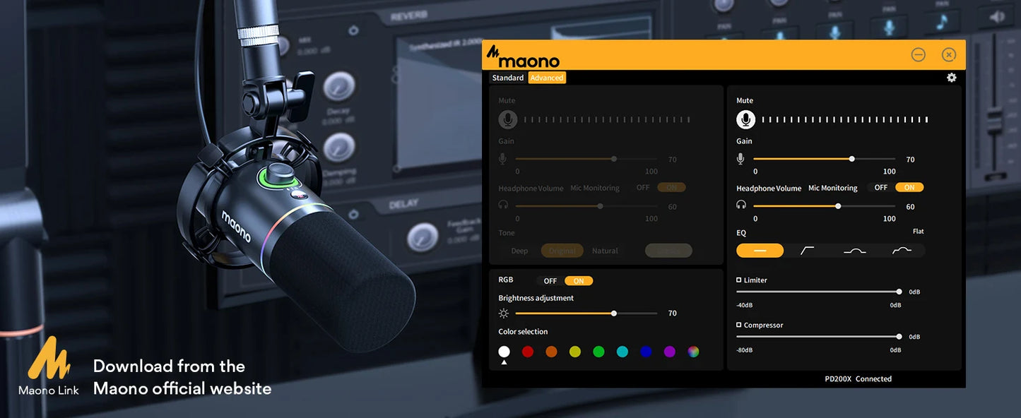 MAONO PD200X – Microphone dynamique XLR/USB avec bouton de gain et Tap-to-Mute pour gaming et streaming