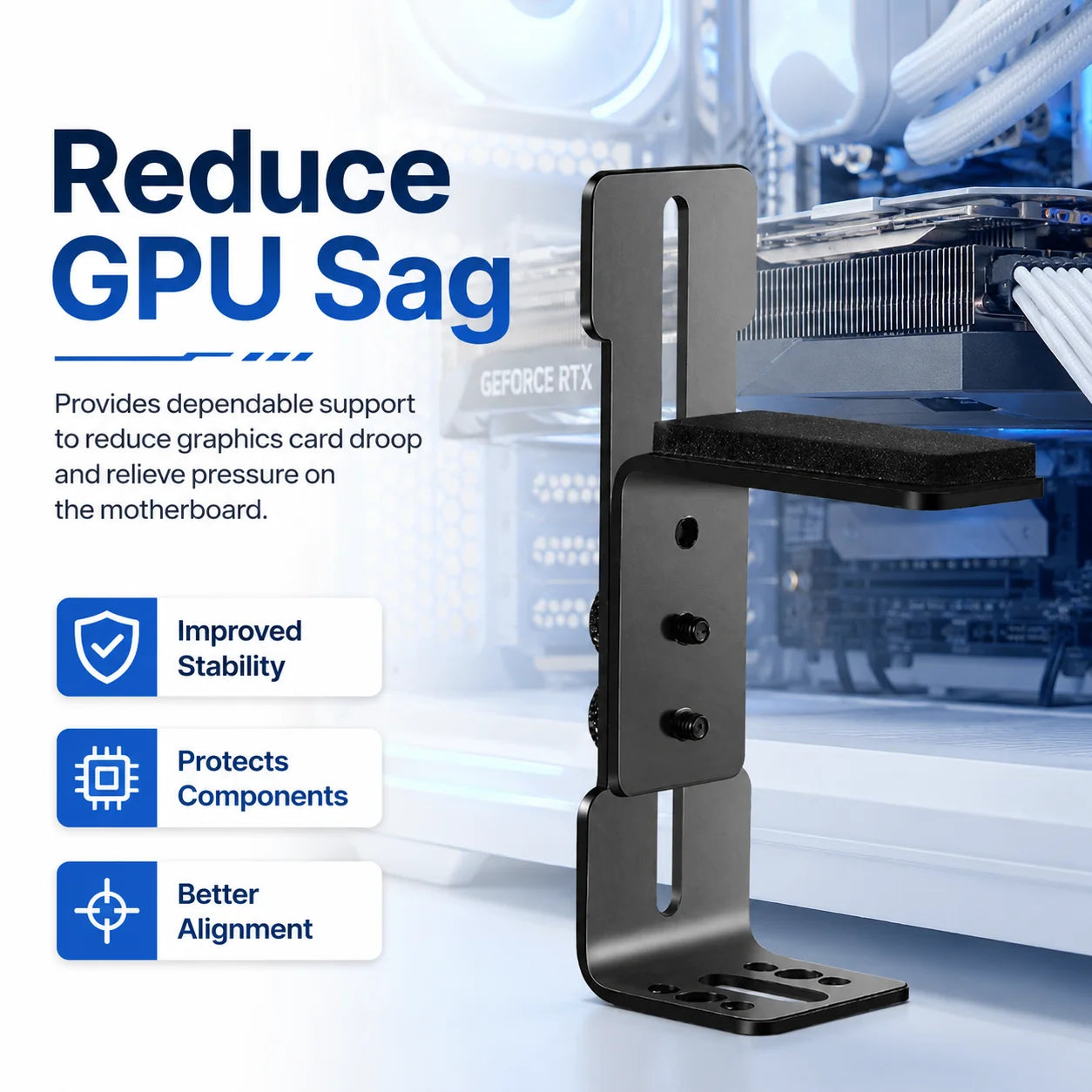 Support de carte graphique réglable coulissant 6-96 mm pour ventilateur de châssis, support GPU pour RTX 4090
