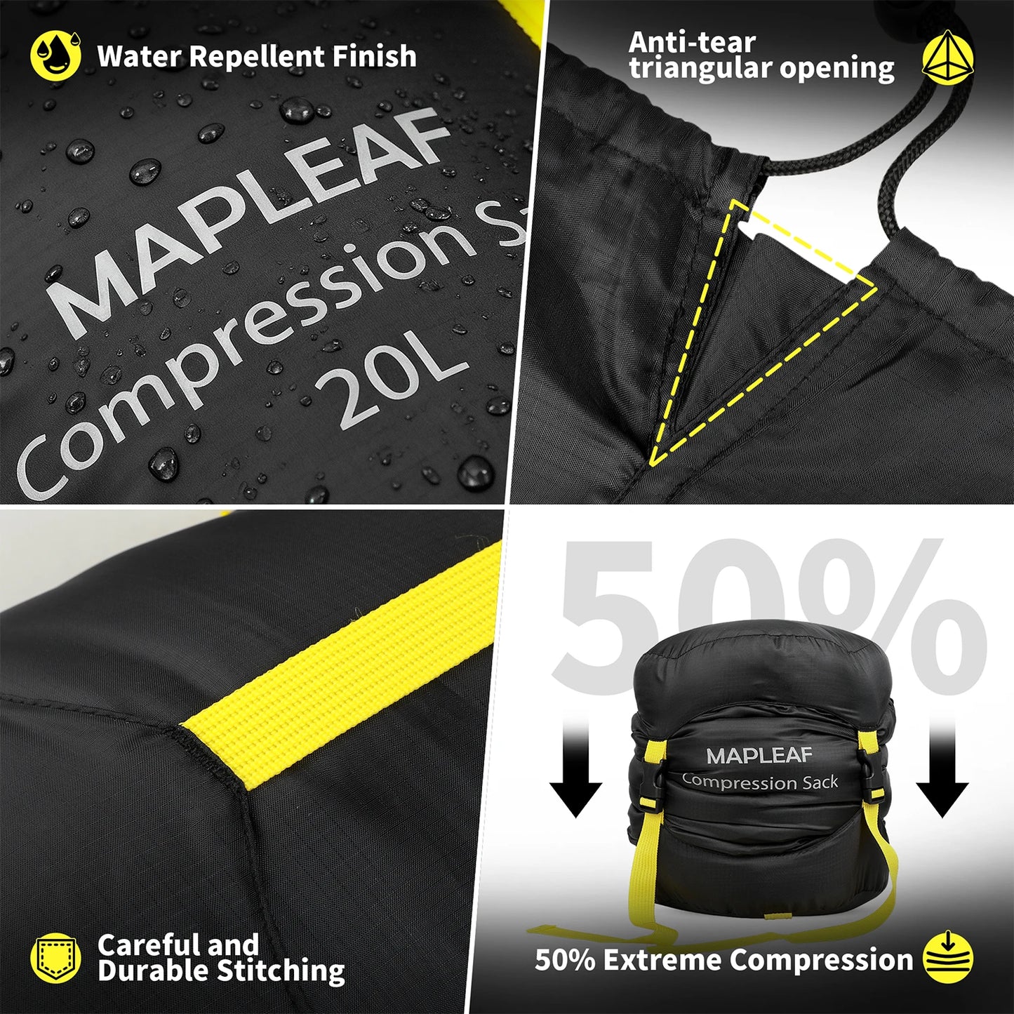 MAPLEAF sac de couchage à Compression ultraléger et étanche, pour Camping en plein air, sac de rangement pour sac à dos et randonnée