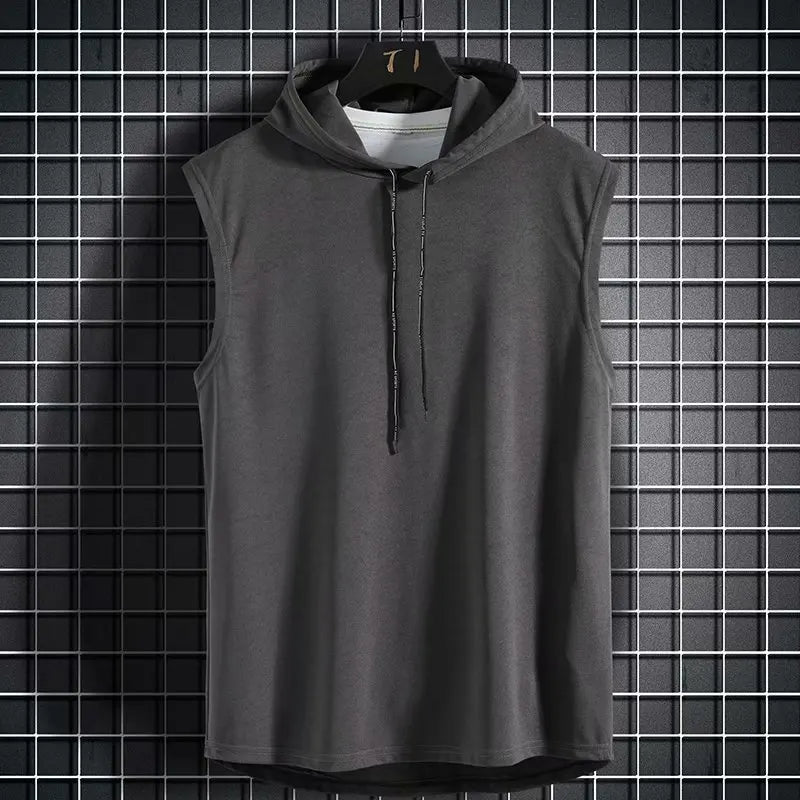 Brand New 2023 Solid Color Men's Tank Tops Sleeveless Vest T-Shirts for Men Hooded Men's Vests Tops Hip Hop Men's Tank Top T-Shirt