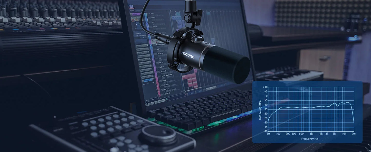 MAONO PD200X – Microphone dynamique XLR/USB avec bouton de gain et Tap-to-Mute pour gaming et streaming