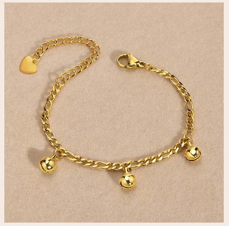 Bracelets de cheville à cloche réglables pour petit garçon et fille, chaîne de sécurité en acier inoxydable, bijoux de pied, hypoallergénique sans Nickel