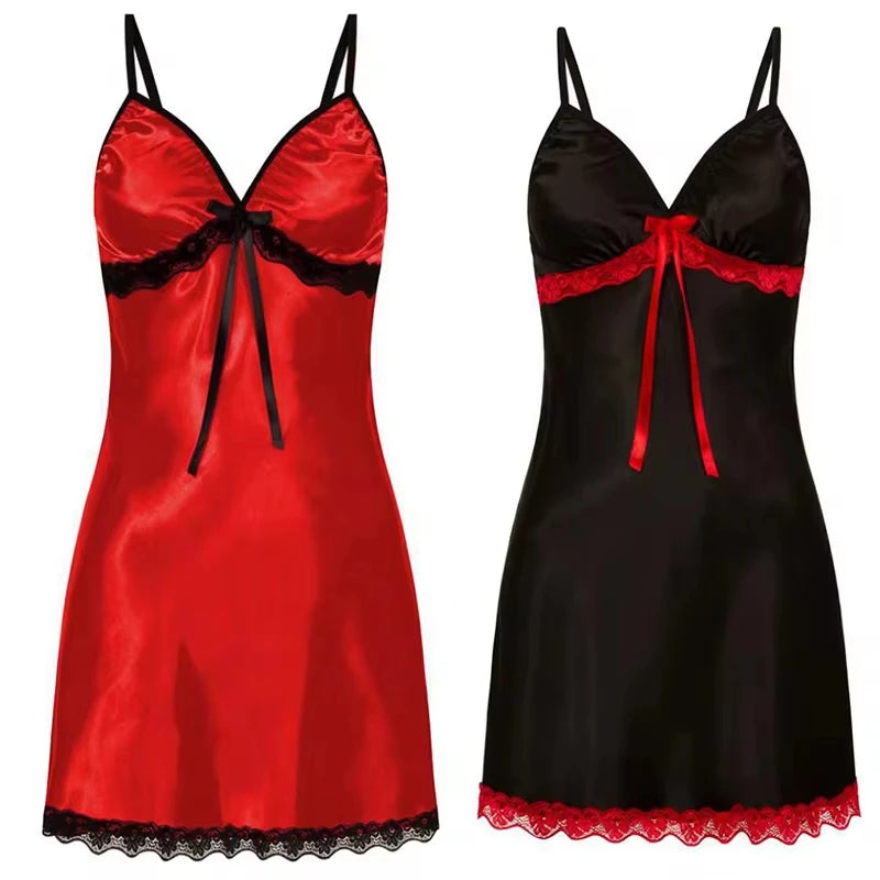 Robe de Nuit Soie Satin Femme Sans Manches — Sexy Confortable Grande Taille