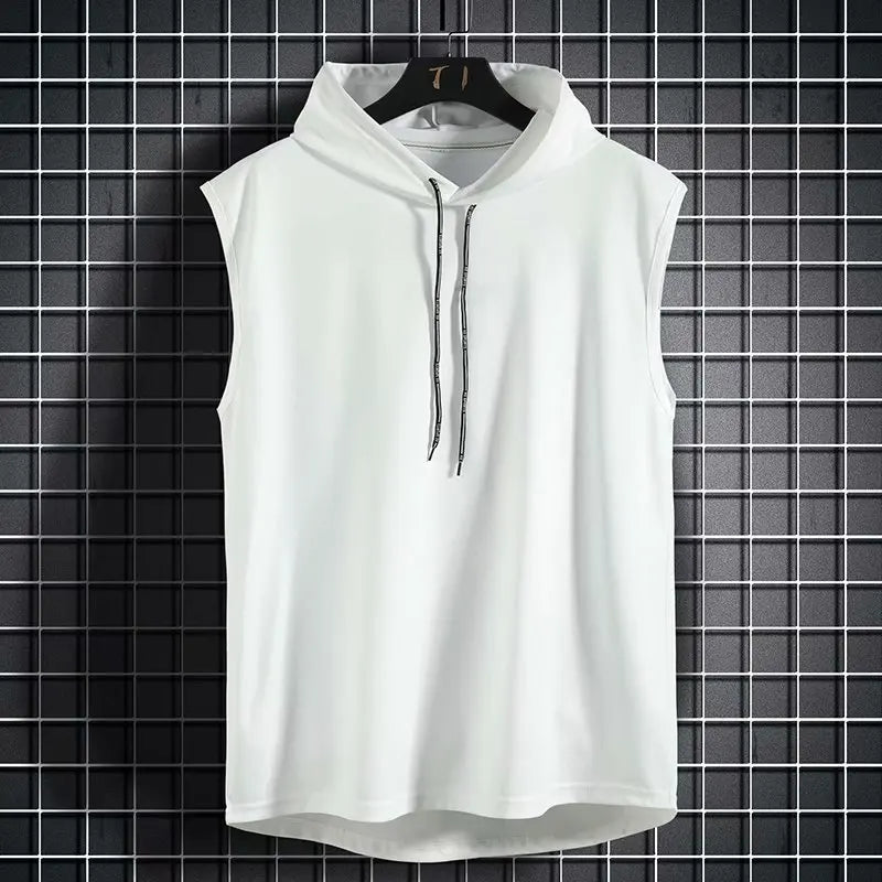 Brand New 2023 Solid Color Men's Tank Tops Sleeveless Vest T-Shirts for Men Hooded Men's Vests Tops Hip Hop Men's Tank Top T-Shirt