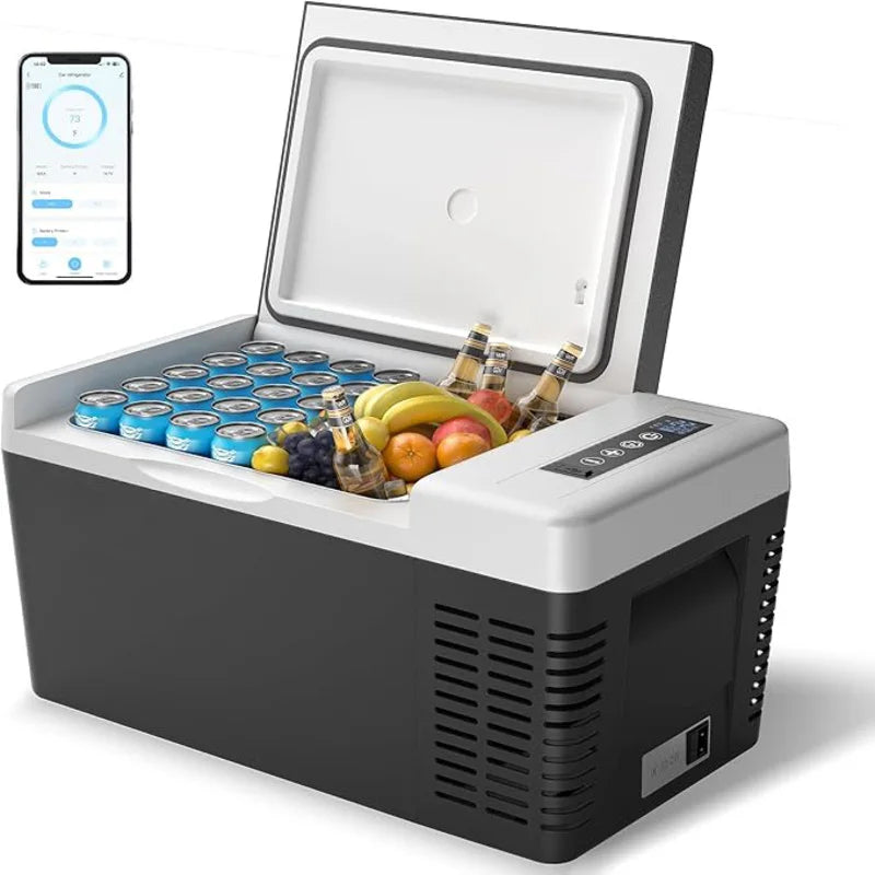 Réfrigérateur compresseur polyvalent de 21 L pour les déplacements : contrôlé par application, 12 V/240 V, plage de température -20°C ° C à 20 ° C, efficacité énergétique