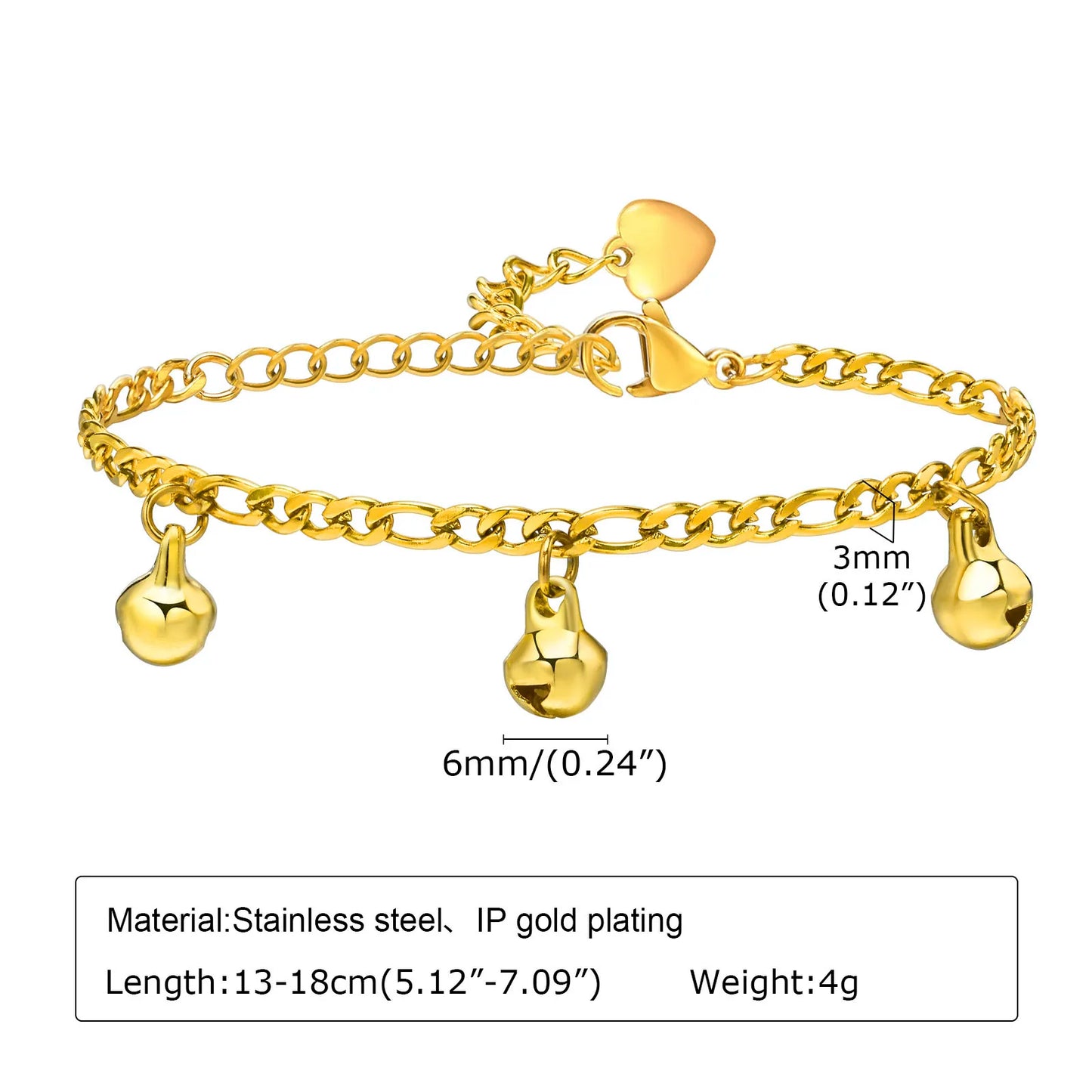 Bracelets de cheville à cloche réglables pour petit garçon et fille, chaîne de sécurité en acier inoxydable, bijoux de pied, hypoallergénique sans Nickel