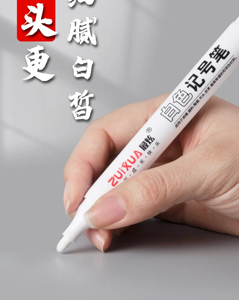 Rotuladores blancos de 2,0 mm, 1/3/5 unidades, bolígrafo de Gel blanco aceitoso resistente al agua, marcadores de graffiti, útiles escolares y de papelería