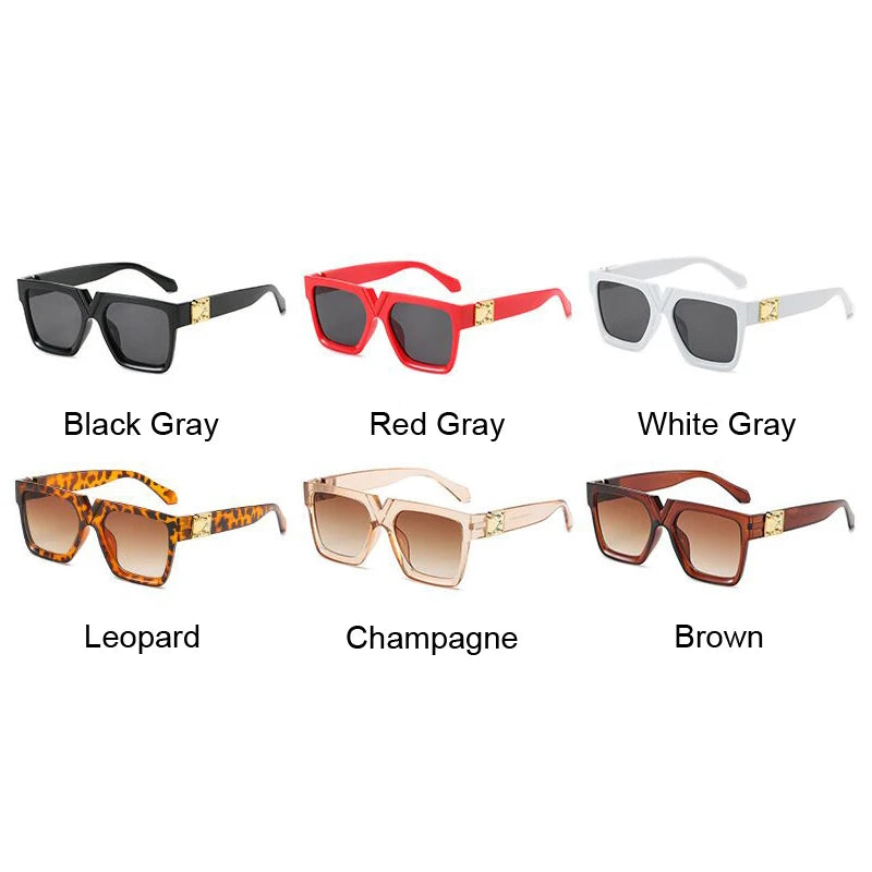 Gafas de sol cuadradas para mujer, de marca de lujo, de viaje, rectangulares negras, estilo retro, 2021