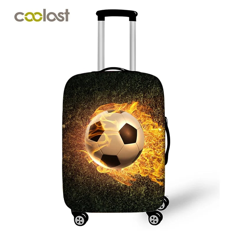 Footprint ball print luggage cover, fire trolley luggage protector for men and boys, travel accessories, elastic luggage cover