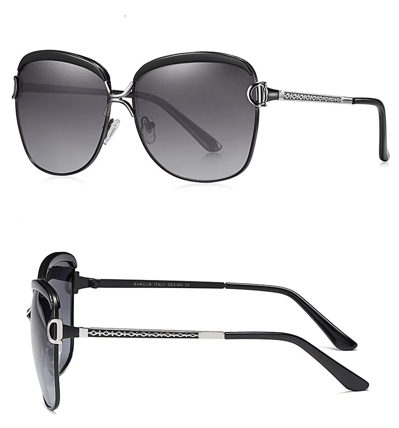 Lunettes de soleil polarisées femme — dégradé, lentille ronde, carré, luxe