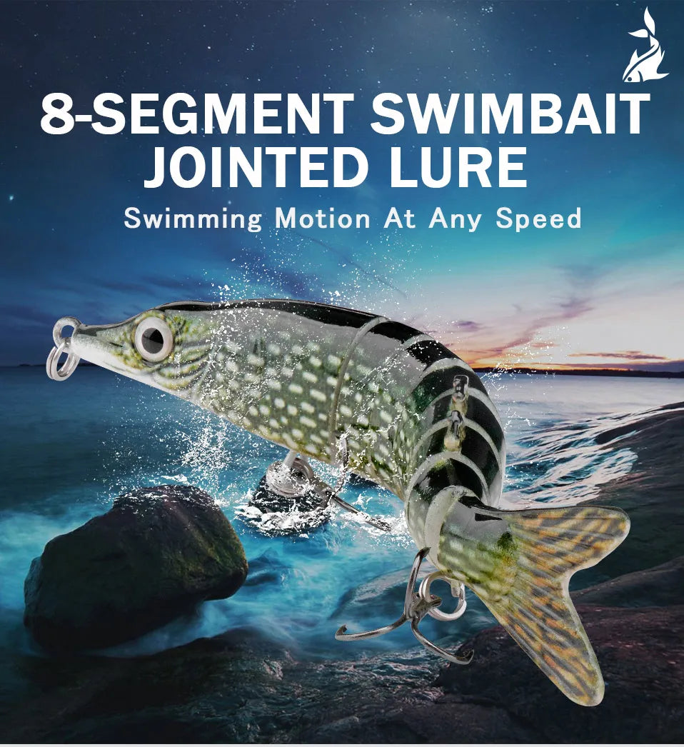 Leurre coulant rigide GOBASS composé de 8 sections articulées, appât artificiel wobbler idéal pour la pêche au brochet, 100/125mm