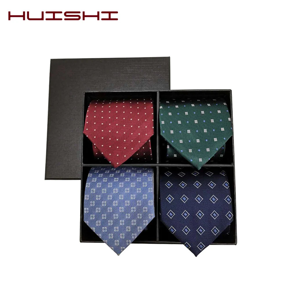 HUISHI Dark Blue Document Necktie for Men, 8 Styles, 8cm, 6cm, Waterproof, Jacquard, 03/Wear, Craings.com, Wedding Party