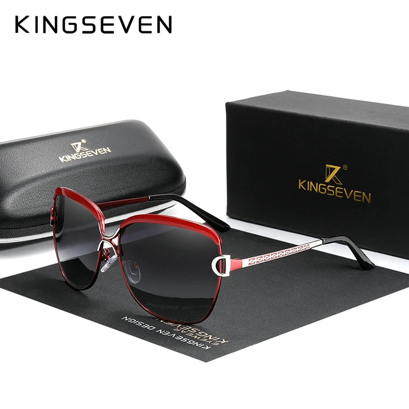 KINGSEVEN Polarized Sunglasses for Women Gradient Lens Round Square Sunglasses Luxury Brand Oculos Lunette De Soleil Femme