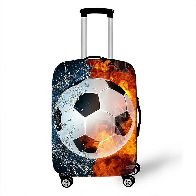 Footprint ball print luggage cover, fire trolley luggage protector for men and boys, travel accessories, elastic luggage cover