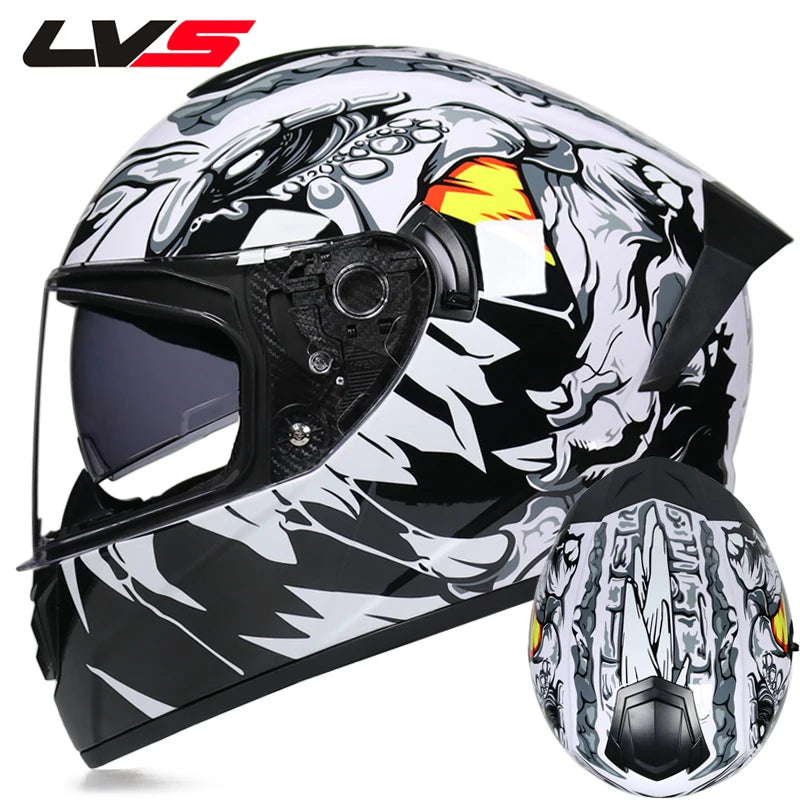 Casques moto pour hommes et femmes — double lentille, locomotive