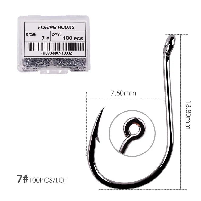 Hameçons de pêche en acier à haute teneur en carbone — 100/40 pièces, taille 2-22, carpe, poisson-chat, crochets