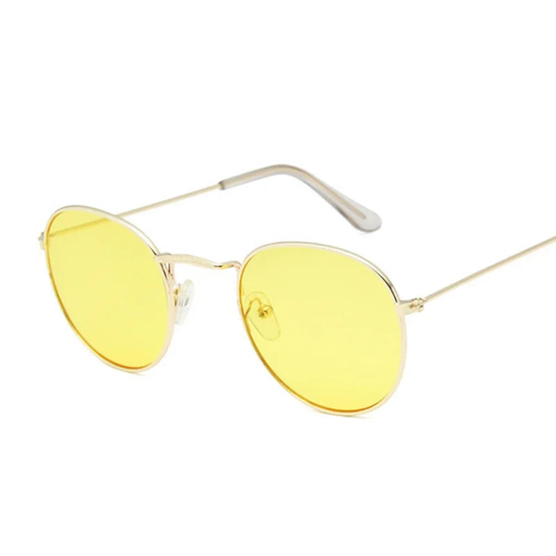 Lunettes de soleil rondes petites en métal pour femme — vintage, voyage, classique, mode, rétro