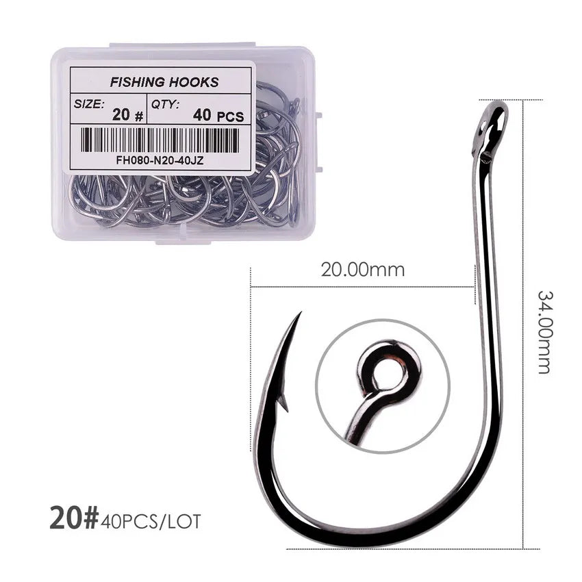 Hameçons de pêche en acier à haute teneur en carbone — 100/40 pièces, taille 2-22, carpe, poisson-chat, crochets