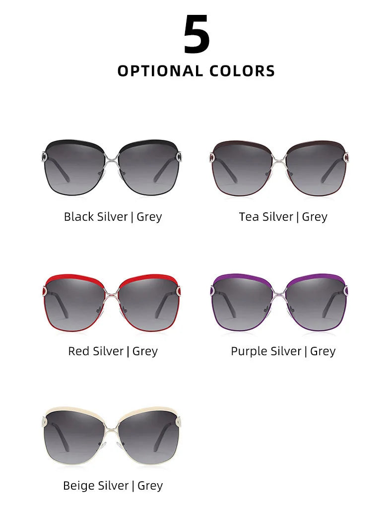 Lunettes de soleil polarisées femme — dégradé, lentille ronde, carré, luxe