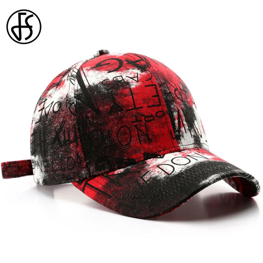 Casquette de baseball noir et rouge graffiti — snapback, hip-hop, trucker, streetwear