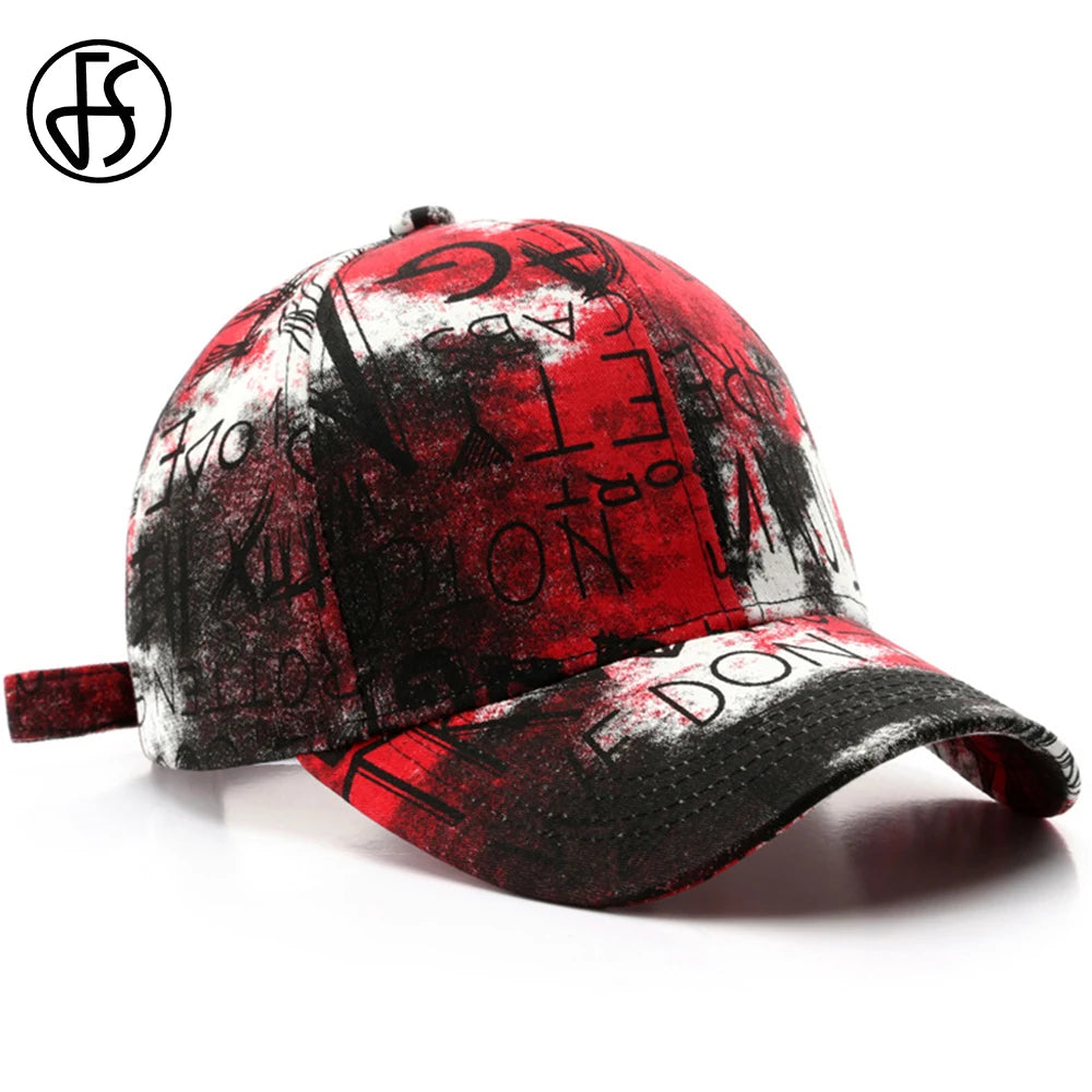 FS Black Red Graffiti Baseball Caps for Men Luxury Brand Women Hat Snapback Hip Hop Cap Street Trucker Hats Casquettes Men