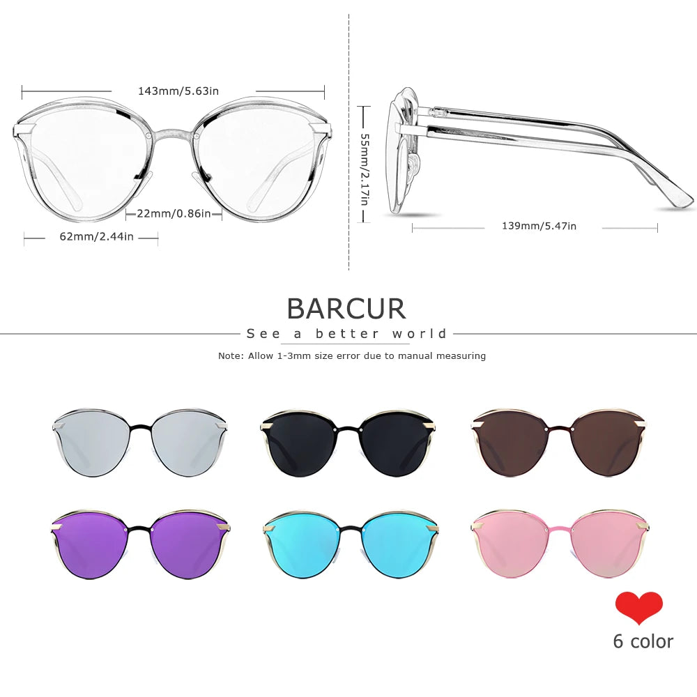 Lunettes de soleil femme polarisées — rondes, mode, style élégant