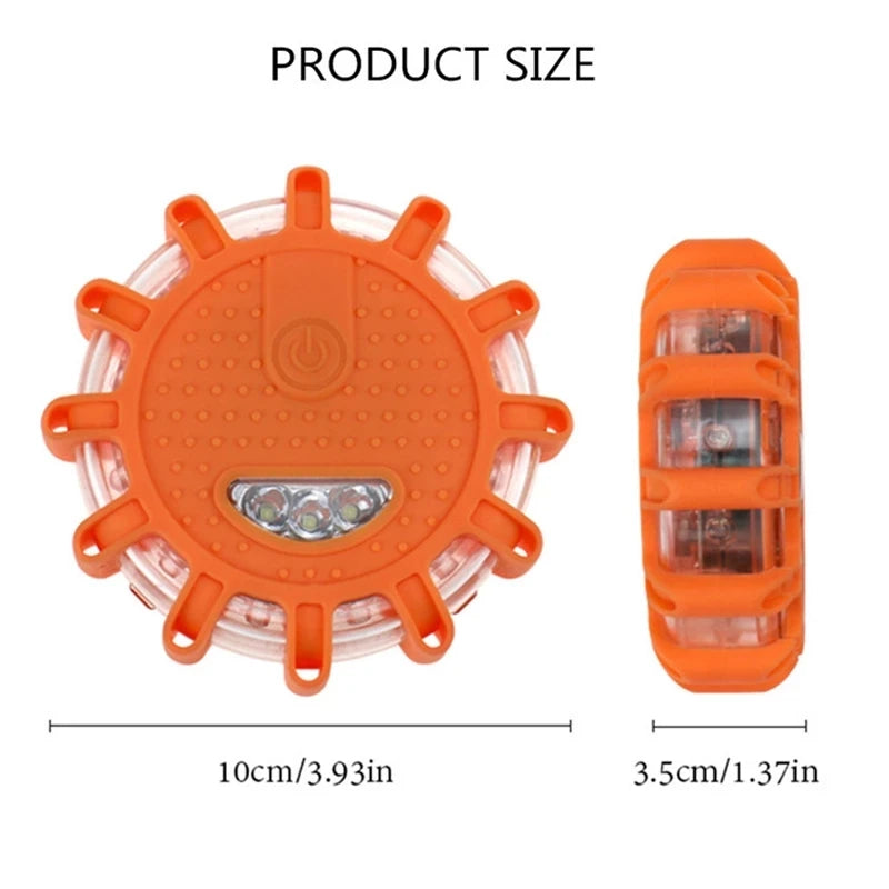 Paquet de 3 évasés de route LED clignotant voyant d'avertissement d'urgence USB Rechargeable aide Flash disque de sécurité en bord de route Base clignotante magnétique