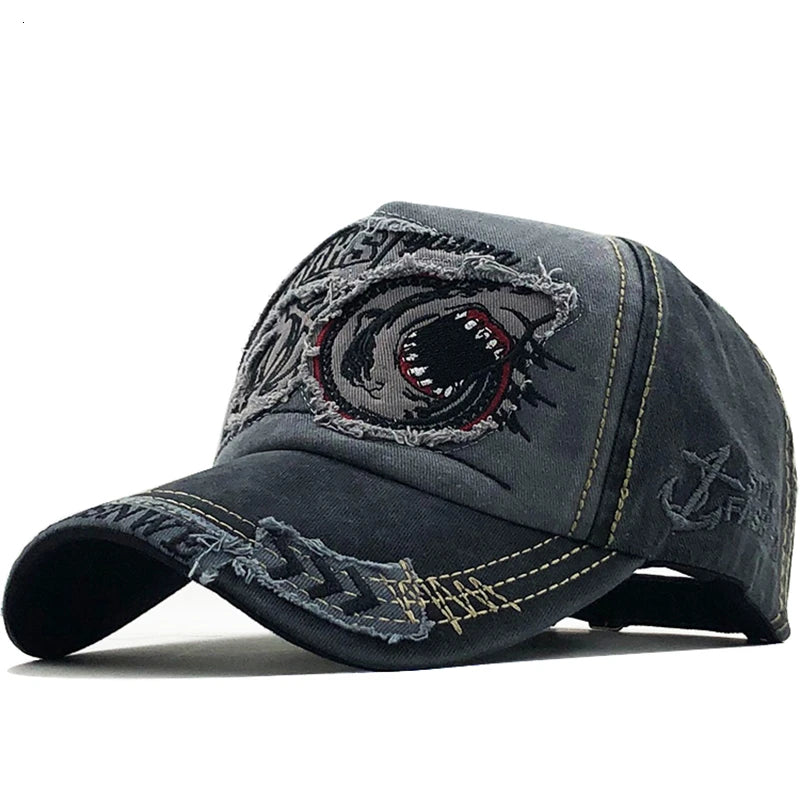 Casquette en coton pour hommes et femmes — chapeau arrière, os aviation requin, casual (v2)