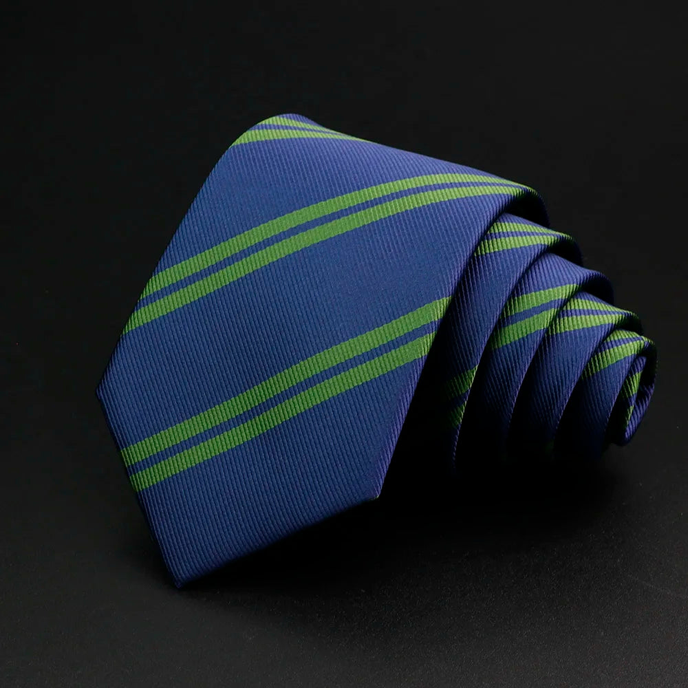 Nouvelle cravate pour hommes classique rayure 7 cm Jacquard rouge bleu vert cravate usage quotidien cravate robe de soirée de mariage accessoires cadeau pour homme