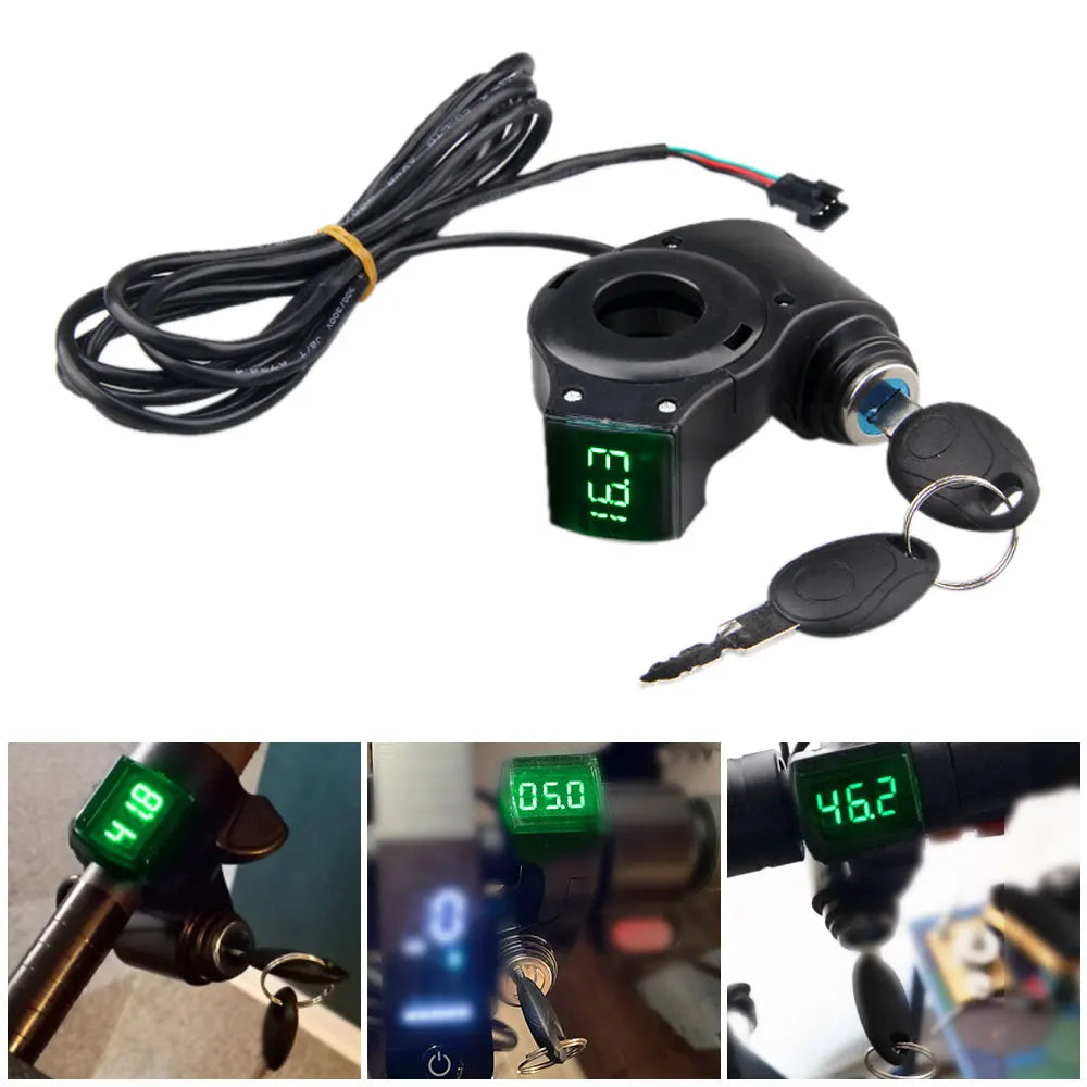 Electric Bike Thumb Throttle Voltmeter, Battery Voltage Digital Switch, Power Key Lock, E-bike Accessories