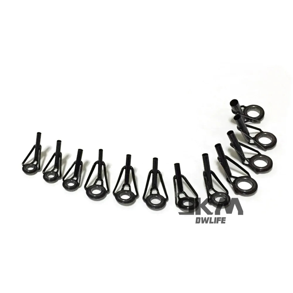 Kit de réparation de Guides de pointe de canne à pêche, 5 pièces, cadres en acier inoxydable, anneaux en céramique, Guide de construction de canne noire, réparation de construction oculaire 6 # ~16 #