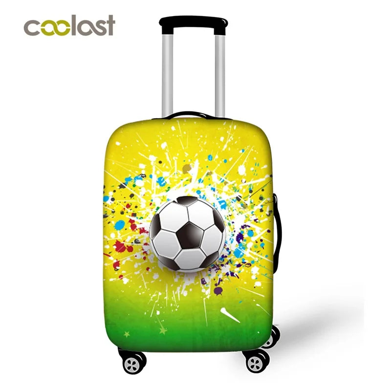Footprint ball print luggage cover, fire trolley luggage protector for men and boys, travel accessories, elastic luggage cover