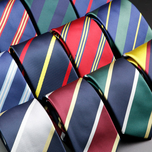 Nueva corbata clásica de rayas para hombre de 7 cm, jacquard, roja, azul, verde, corbata para uso diario, vestido de fiesta de boda, accesorios, regalo para hombre