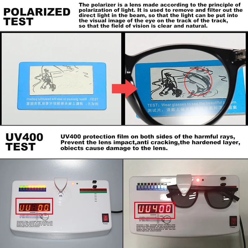 Cooldarer - Unisex Photochromic Sunglasses, Polarized Lenses, for Driving, Small Round TR90 Frame, Anti-Glare, for Men and Women