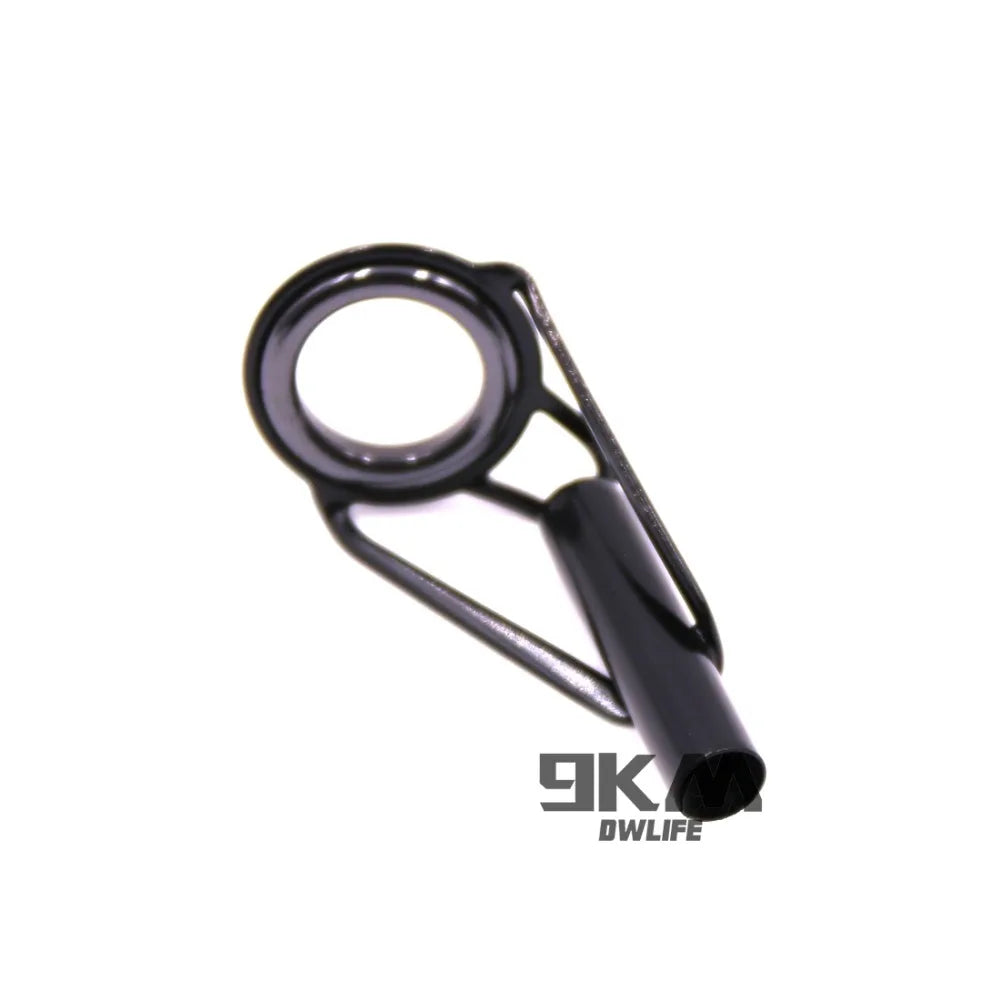 Kit de réparation de Guides de pointe de canne à pêche, 5 pièces, cadres en acier inoxydable, anneaux en céramique, Guide de construction de canne noire, réparation de construction oculaire 6 # ~16 #