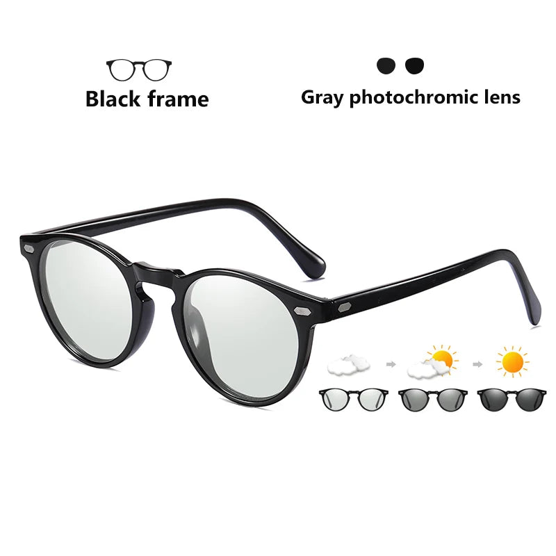 Cooldarer - Unisex Photochromic Sunglasses, Polarized Lenses, for Driving, Small Round TR90 Frame, Anti-Glare, for Men and Women